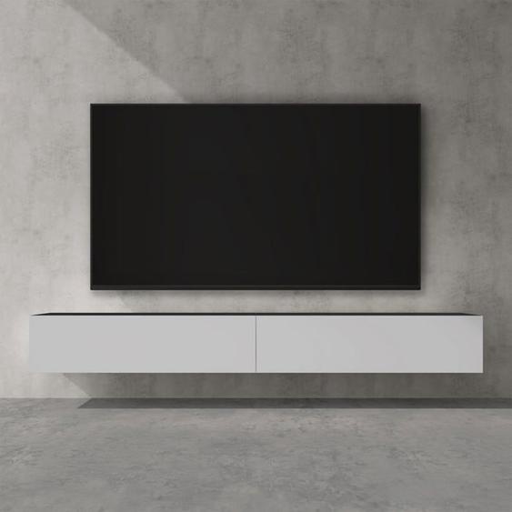 doporro Meuble TV Bas 240cm Armoire TV Gris Noir Mat + Blanc Mat Table de Télévision Salon avec Portes Meuble TV Suspendu MBTV02