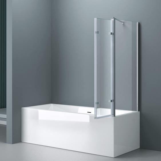 doporro Paroi de Baignoire 70x130x140cm Pare Baignoire Fixe 4 Volets Verre Trempé Transparent 6mm Montage Réversible Cortona116-L