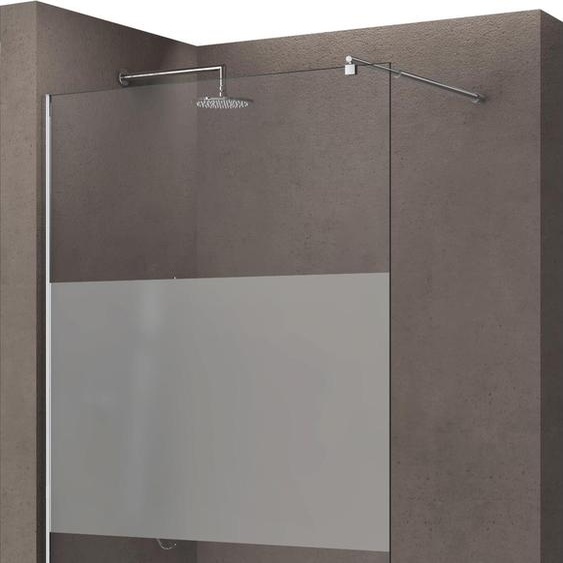 doporro Paroi de douche à litalienne 130 cm avec bande opaque pare-douche Bremen1MS 130x200 verre de sécurité stabilisateur rond