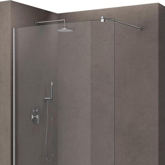 doporro Paroi de Douche à Litalienne Transparent 80cm Pare-Douche Verre de Sécurité 8mm Bremen01K 80x200cm Profilé Chromé avec Stabilisateur en Acier Inoxydable