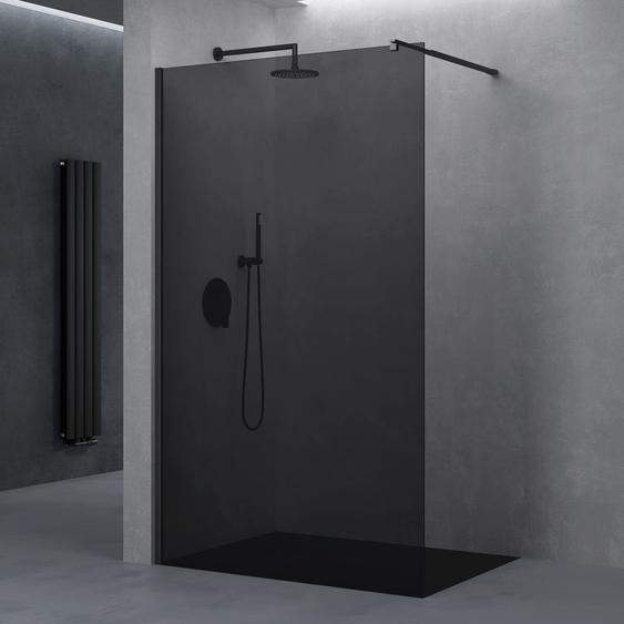 doporro Paroi de Douche Pare-Douche Verre de Securite Gris Teinté 8mm Douche à LItalienne Barre de Stabilisation Inox Bremen1VG 140x200cm