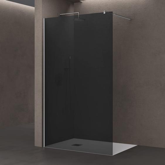 doporro Paroi de Douche Pare-Douche Verre de Securite Gris Teinté 8mm Douche à LItalienne Barre de Stabilisation Inox Bremen1VG 140x200cm