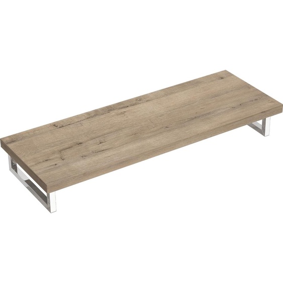 doporro Plateau de lavabo en bois 50 x 140 cm en chêne Greige pour lavabos avec support de console mural Platte04