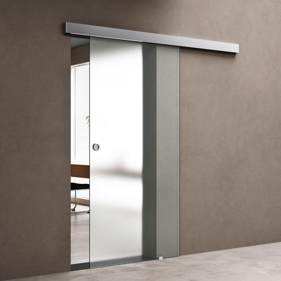 doporro Porte Coulissante en Verre pour Lintérieur 102,5cm x 205cm Verre de Sécurité Opaque Poignée Ronde Porte Glissante Distance au Mur de 15mm Amalfi 12
