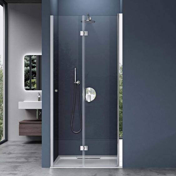 doporro Porte de douche pliable 90cm paroi de douche transparent pliante pour niche Teramo26K pare-douche rabattable montage réversible