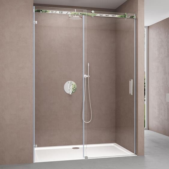 doporro Porte de Douche Transparent pour Niche 140cm Paroi de Douche avec Porte Coulissante Teramo4-2 en Verre de Sécurité Anticalcaire 140x195cm