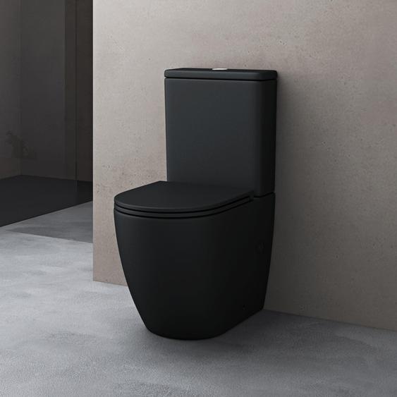doporro WC à Poser Céramique Noir Mat Toilette avec Réservoir de Toilette Abattant Silencieux avec Frein de Chute Stand179T