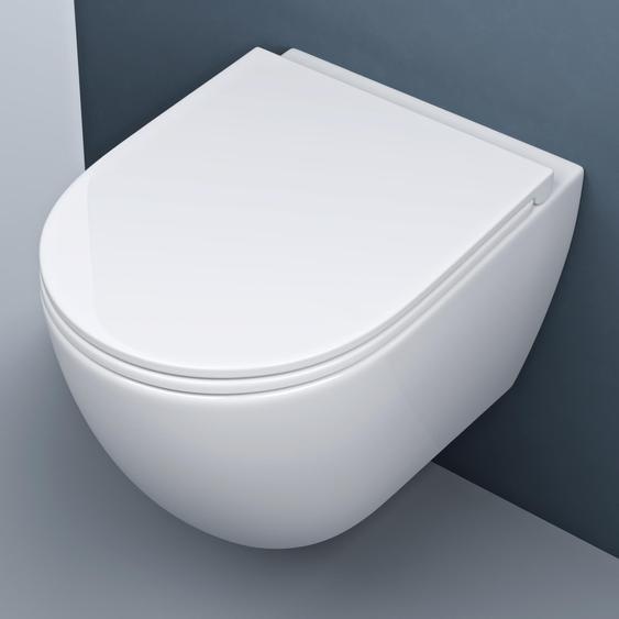 doporro WC Suspendu Blanc Cuvette Céramique Toilette Abattant Silencieux avec Frein de Chute Aachen179