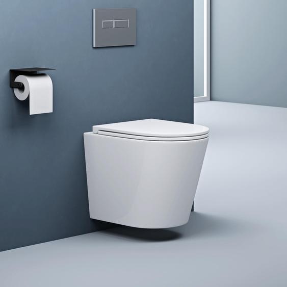 doporro WC Suspendu Blanc Cuvette Céramique Toilette Abattant Silencieux avec Frein de Chute Aix108n
