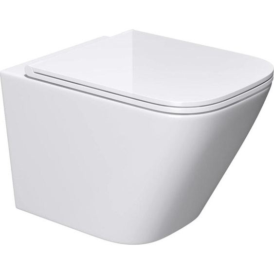 doporro WC Suspendu Blanc Cuvette Céramique Toilette Abattant Silencieux avec Frein de Chute Aix112