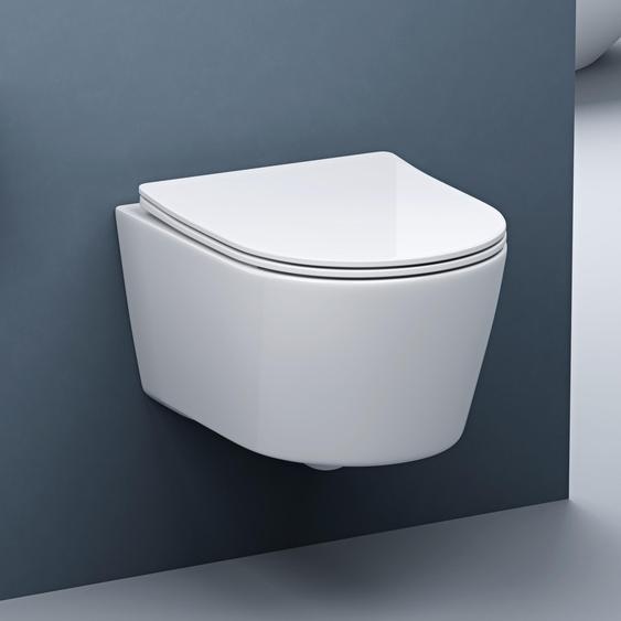 doporro WC suspendu céramique blanc toilette abattant silencieux avec frein de chute Aix306