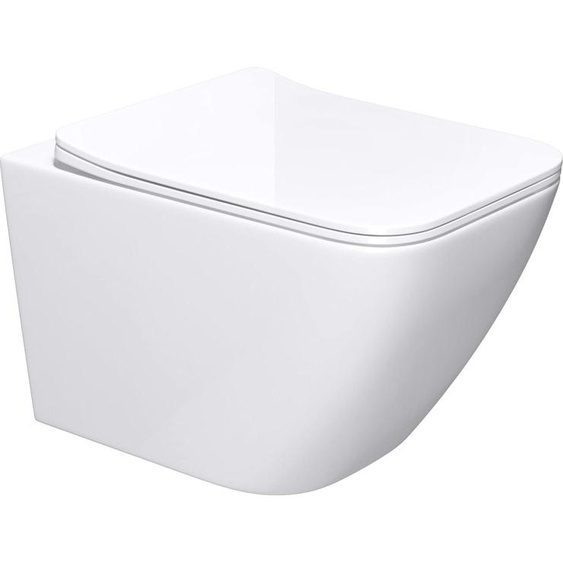 doporro WC suspendu céramique blanc toilette abattant silencieux avec frein de chute Aix308
