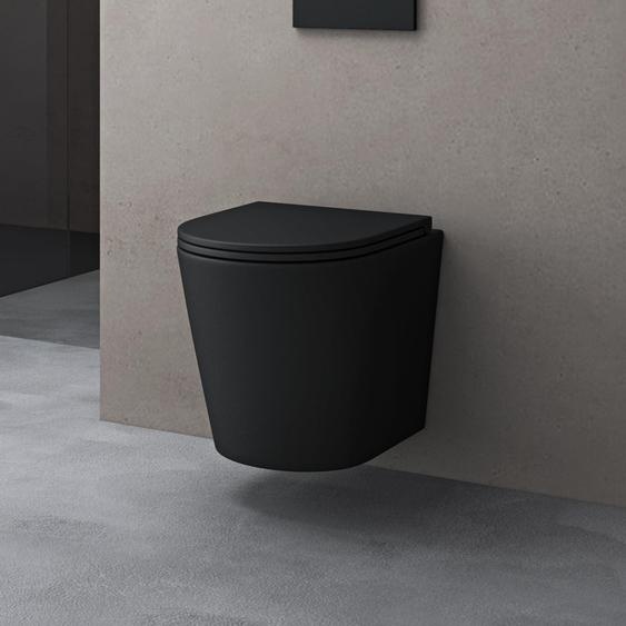 doporro WC Suspendu Gris Noir Mat Cuvette Céramique Toilette Abattant Silencieux avec Frein de Chute Aix108