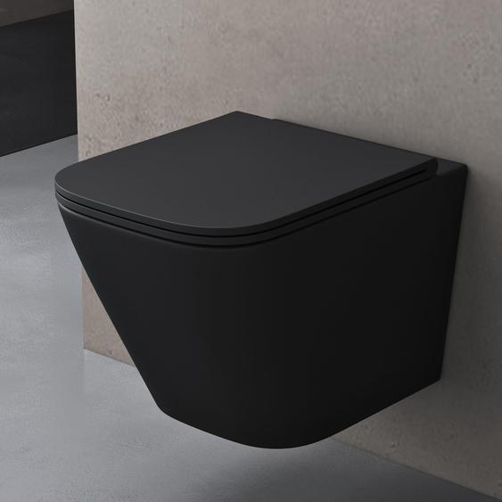 doporro WC Suspendu Gris Noir Mat Cuvette Céramique Toilette Abattant Silencieux avec Frein de Chute Aix112