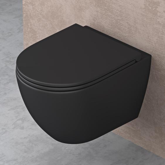 doporro WC Suspendu Gris Noir Mat Cuvette Céramique Toilette Abattant Silencieux avec Frein de Chute Aix179