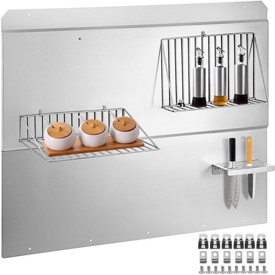 Dosseret Cuisine Inox Fond Hotte Acier Inoxydable-VEVOR-1,2 mm Plaque Crédence Cuisinière -Protéger Mur Derrière Surface de Cuisson