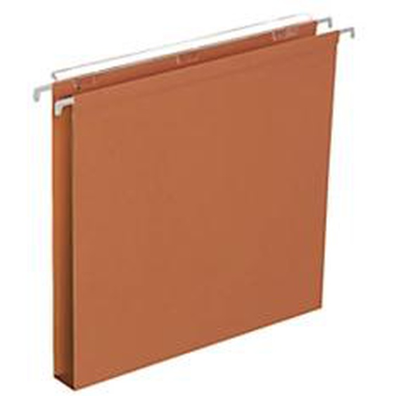 Dossier suspendus pour tiroir Budget A4 Kraft - Volet dagrafage - Fond U 30 mm - Orange - Lot de 25