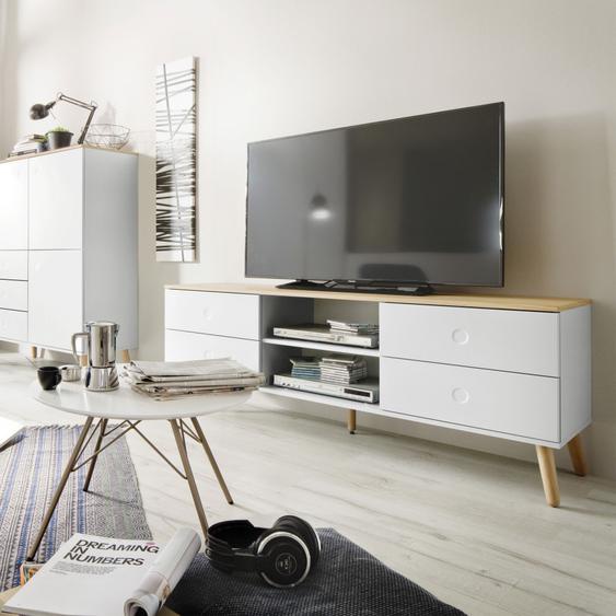 Dot - Meuble TV en bois 4 tiroirs L162cm - Couleur - Blanc