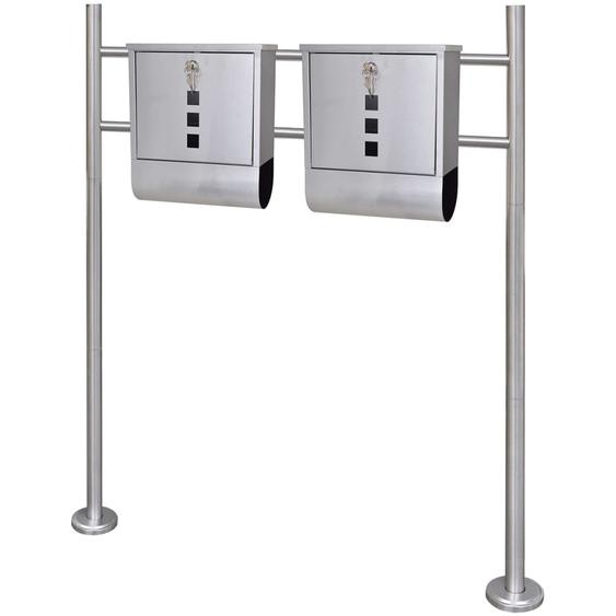 Double boîte à lettre sur support en acier inoxydable