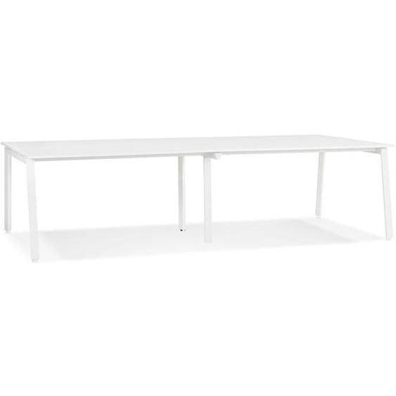 Double bureau bench / table de réunion AMADEUS en bois et métal blanc - 280x140 cm