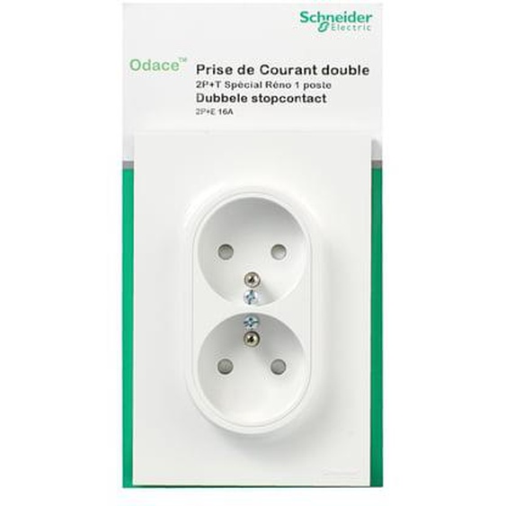 Double prises de courant Odace blanc