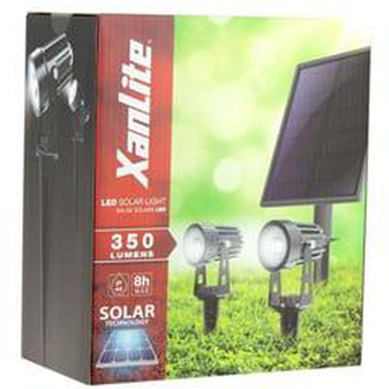Spot LED extérieur solaire, piquet, double tête, 450 Lumens, IP44