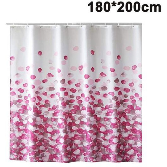 Doublure de rideau de douche, rideau de douche en tissu avec crochets pour hôtel, imperméable, rose 180 x 200 cm, couleur aléato