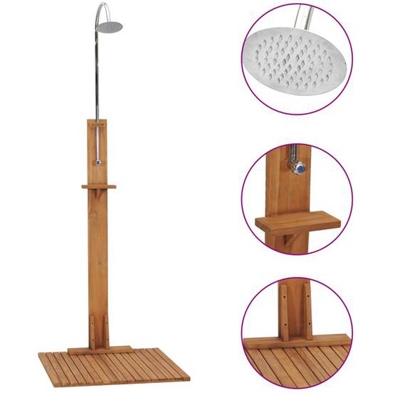 Douche de jardin 75x75x210 cm bois de teck solide