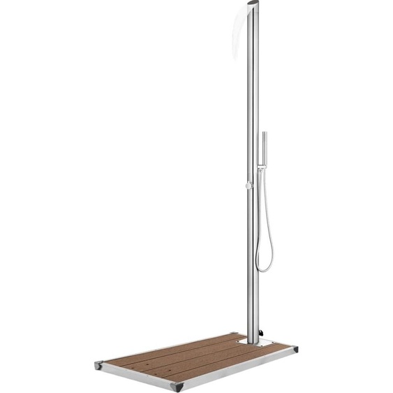 Douche de jardin avec base marron 225 cm Acier inoxydable