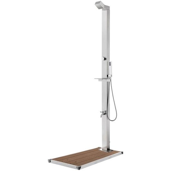 Douche de jardin avec base marron 225 cm Acier inoxydable