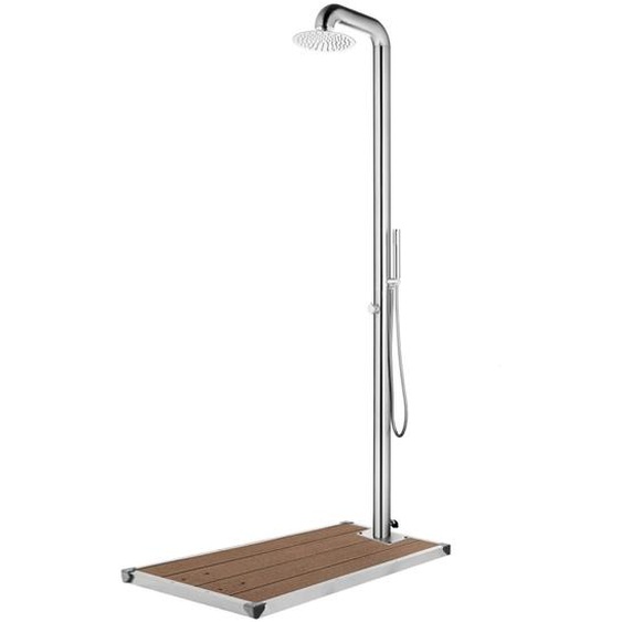 Douche de jardin avec base marron 230 cm Acier inoxydable