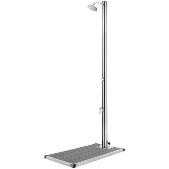 Douche de jardin avec base gris 220 cm Acier inoxydable