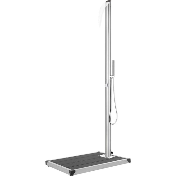 Douche de jardin avec base gris 225 cm Acier inoxydable