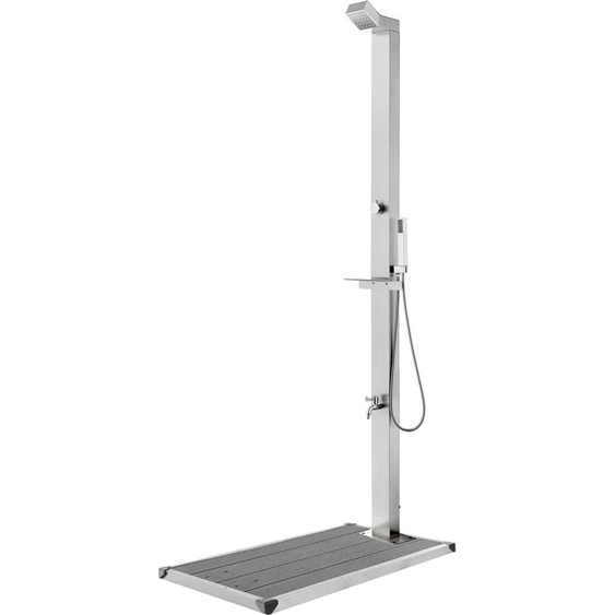 Douche de jardin avec base gris 225 cm Acier inoxydable