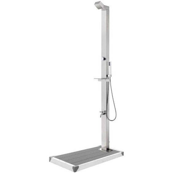 Douche de jardin avec base gris 225 cm Acier inoxydable