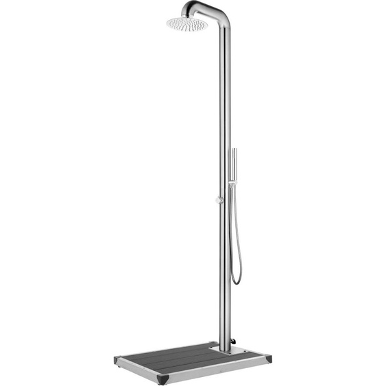 Douche de jardin avec base gris 230 cm Acier inoxydable