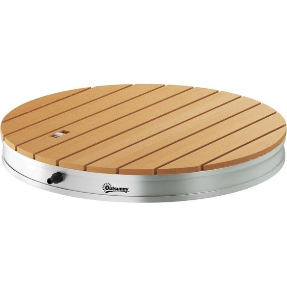 Douche de jardin Fortuna Lai avec roulette réglable Douche dextérieur en aluminium avec hauteur de jet jusquà 4 m Ø70,5 cm Douche de sauna aspect bois antidérapante Résistante aux intempéries Douche de camping dextérieur pour piscine ou sauna