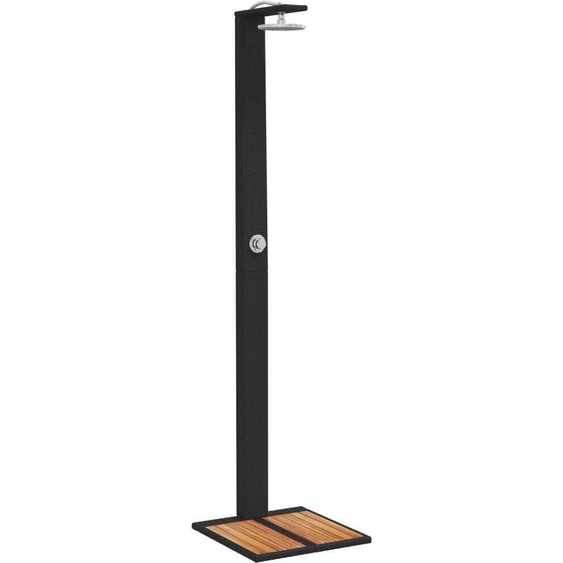 Douche dextérieur noir 50x55x224 cm résine tressée bois acacia