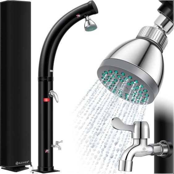 KESSER® Douche solaire pour jardin, modèle arc, eau chaude jusquà 60°C, avec housse de protection