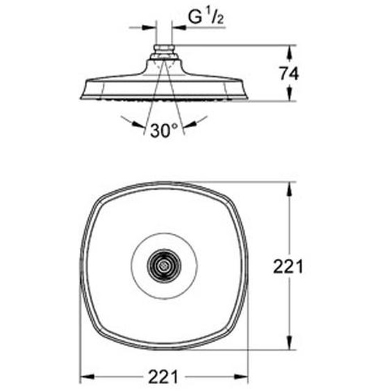 Douche de tête en métal monojet avec rotule GRANDERA 210 - GROHE - 27974000