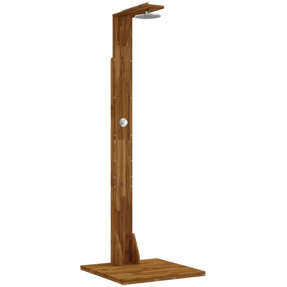 Douche dextérieur de 219 cm, en bois dacacia massif et en acier inoxydable, finition naturelle