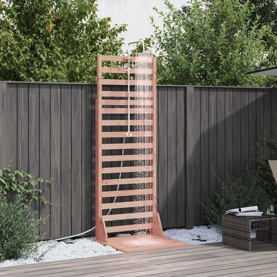 Douche dextérieur exclusive - 225 cm. Fabriquée en bois massif de douglas et en acier inoxydable, finition naturelle