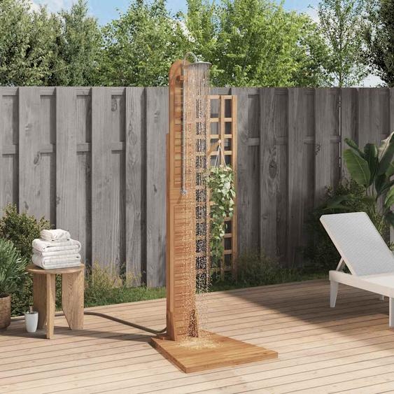 Douche dextérieur exclusive - Bois massif teck, dimensions 70x75x204 cm