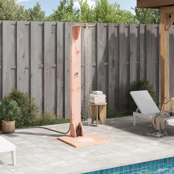 Douche dextérieur exclusive - Dimensions : 214,5 cm. Fabriquée en bois de Douglas massif et en acier inoxydable, finition naturelle