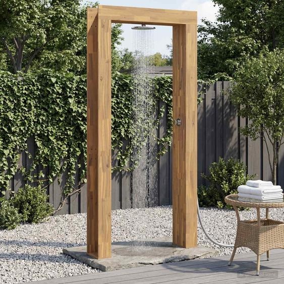 Douche dextérieur exclusive - Dimensions : 226 cm. Fabriquée en bois dacacia massif et en acier inoxydable