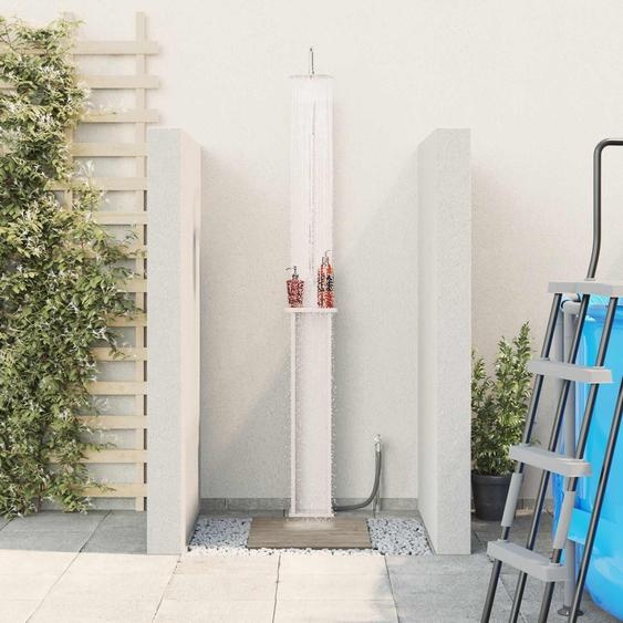 Douche dextérieur exclusive - Dimensions : 246 cm - Bois massif de pin et acier inoxydable - Couleur : blanc