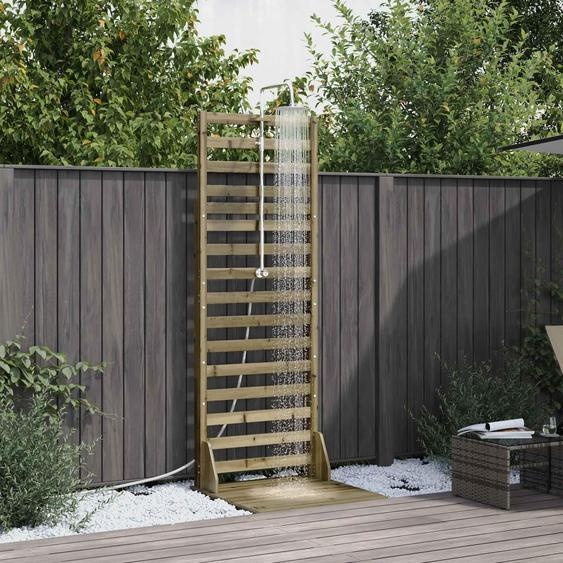 Douche dextérieur exclusive - Hauteur 225 cm. Fabriquée en bois de pin traité et en acier inoxydable
