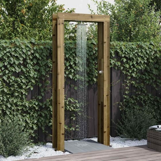 Douche dextérieur exclusive - Hauteur 226 cm. Fabriquée en bois de pin traité et en acier inoxydable