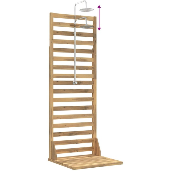 Douche extérieure, 205,5 cm, en bois dacacia et en acier inoxydable