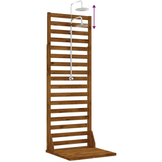 Douche extérieure, 205,5 cm, en bois dacacia et en acier inoxydable